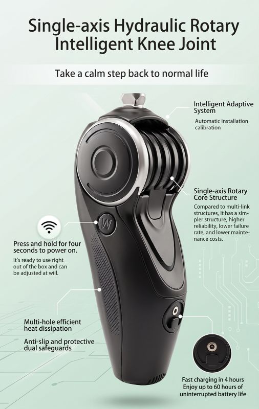 Single-axis hydraulic rotary intelligent knee joint-